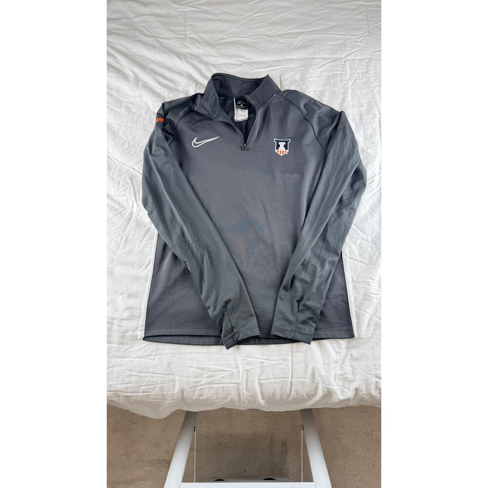 Nike Dri-Fit Illinois Fighting Illini 1/4 Zip Pullover Mens Medium Gray Team Iss